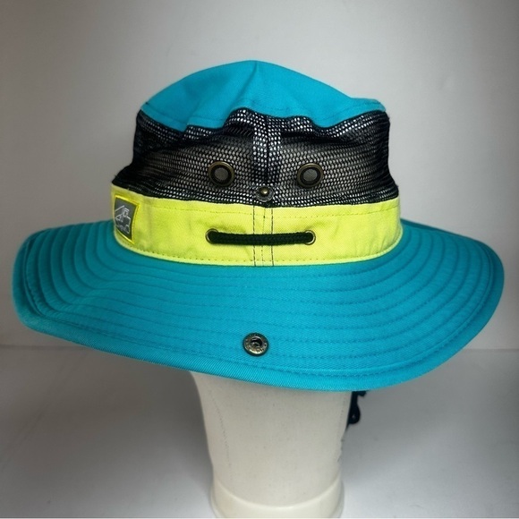 FINAL SALE Bigtruck Vented Brim Adjustable Bucket Hat Turquoise Lime OSFM - Picture 3 of 12